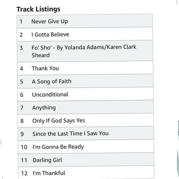 Yolanda Adams’ CD Believe is her 8th studio album released December, 2001. - Picture 5 of 5